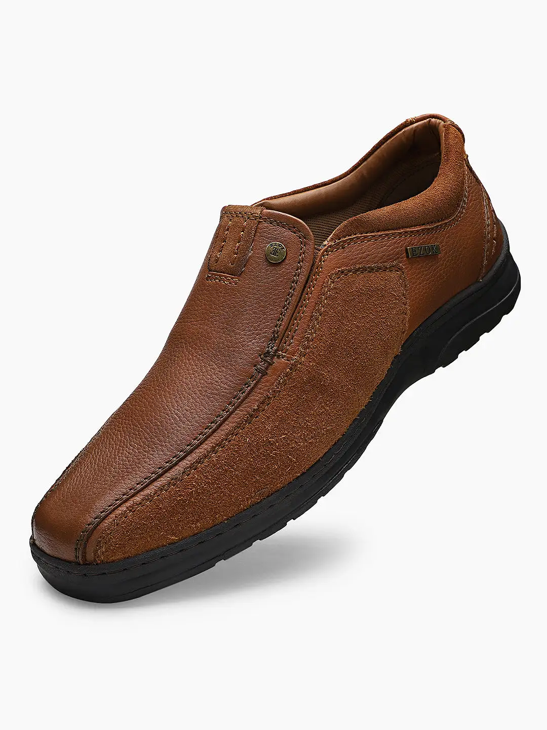 Ezok Tan Leather Casual Shoes