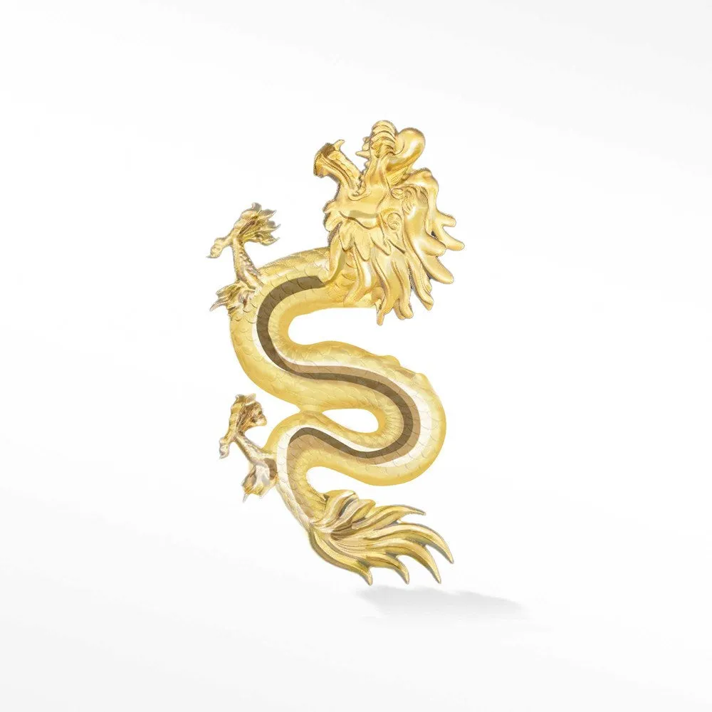 Flat Back Earring Dragon 14k Yellow