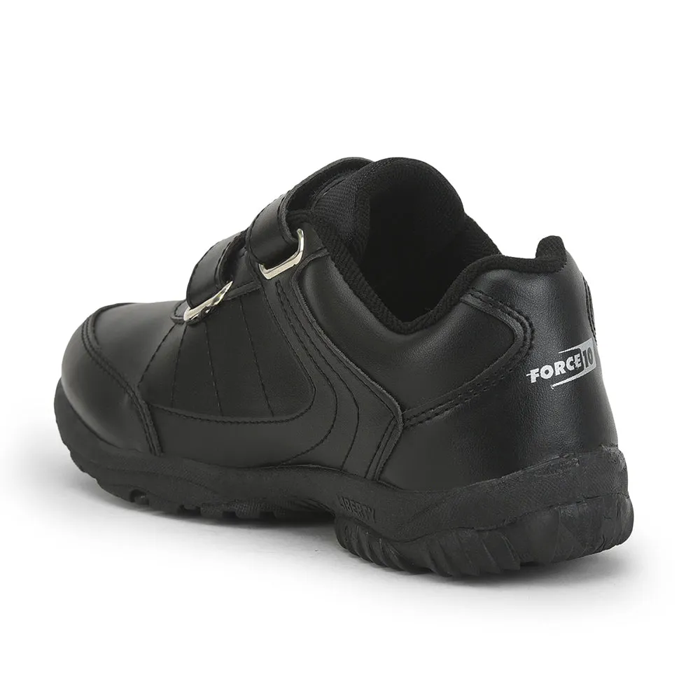 Force 10 Black Velcro Uniform School Shoes For Kids SCHZONE-DV By Liberty