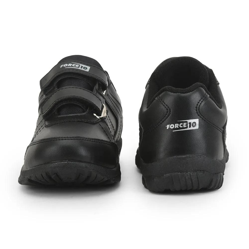 Force 10 Black Velcro Uniform School Shoes For Kids SCHZONE-DV By Liberty