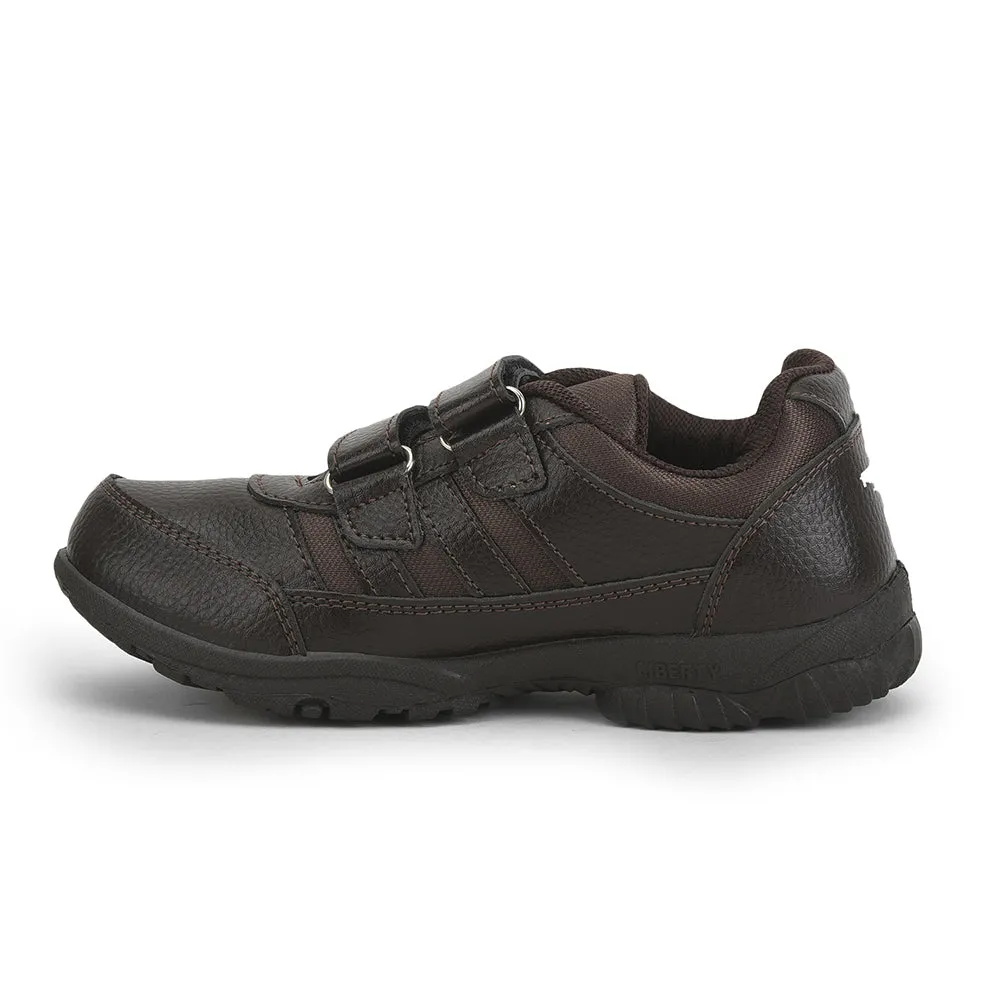 Force 10 Brown Velcro Uniform School Shoes For Kids 8151-18VEL By Liberty