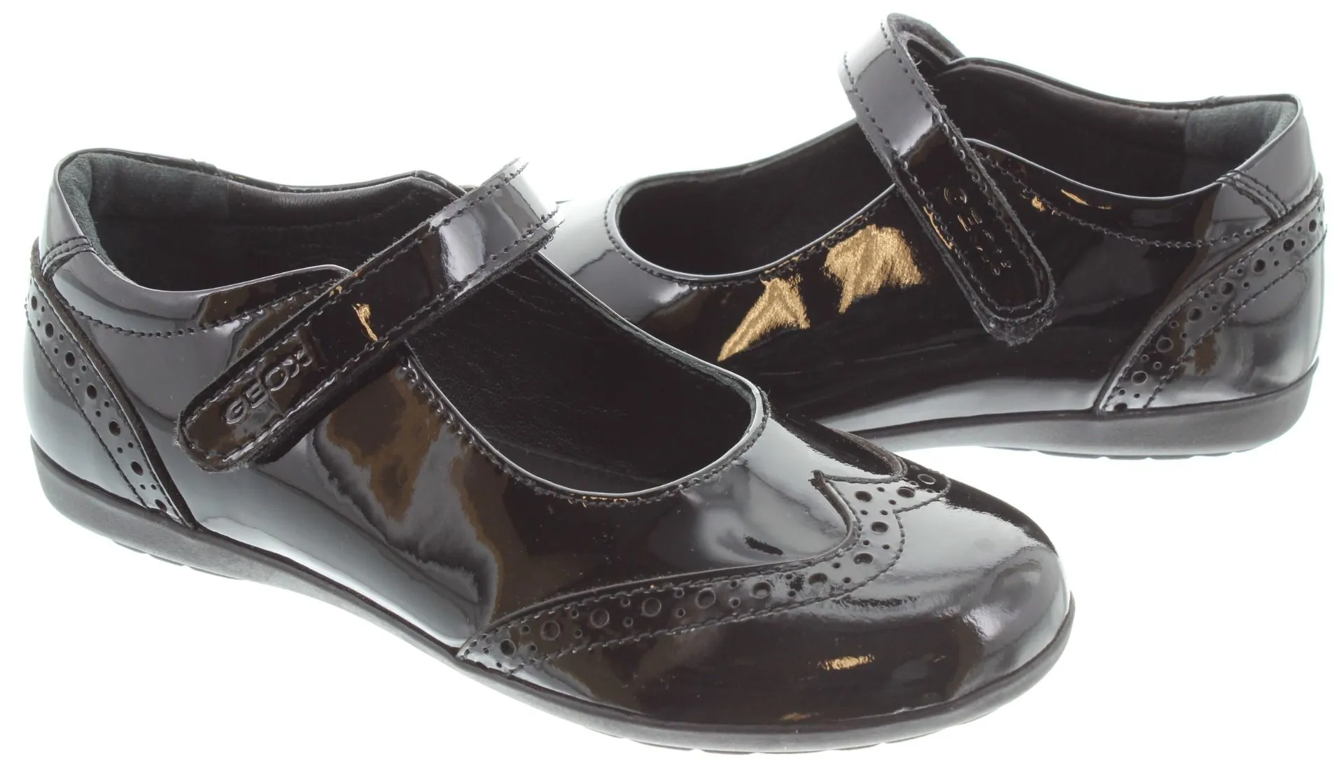 GEOX Kids Iberide Bar Shoes In Black Patent