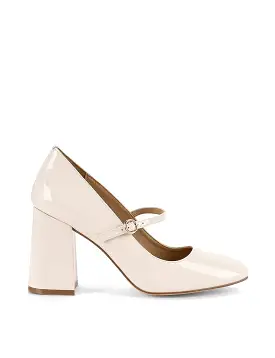 Gigi Block Heel Pump - Chalk Patent Leather