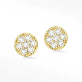 Glazed Donut 18k Diamond Flat Back Threadless Stud Earrings