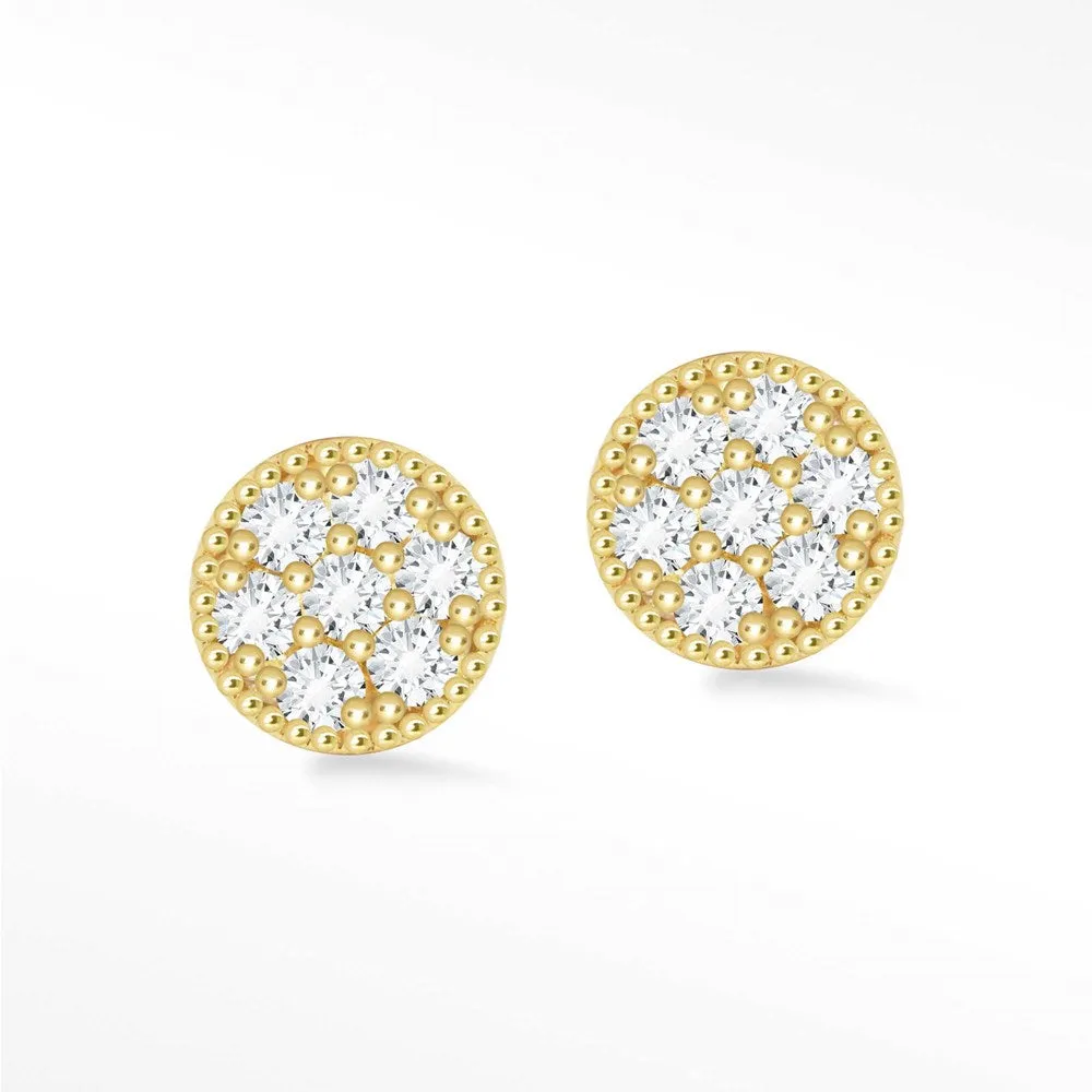 Glazed Donut 18k Diamond Flat Back Threadless Stud Earrings