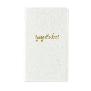 GRAPHIC IMAGE | Tying The Knot Pocket Journal | White Leather - Wedding Accessories White Wedding Notebook and Journal