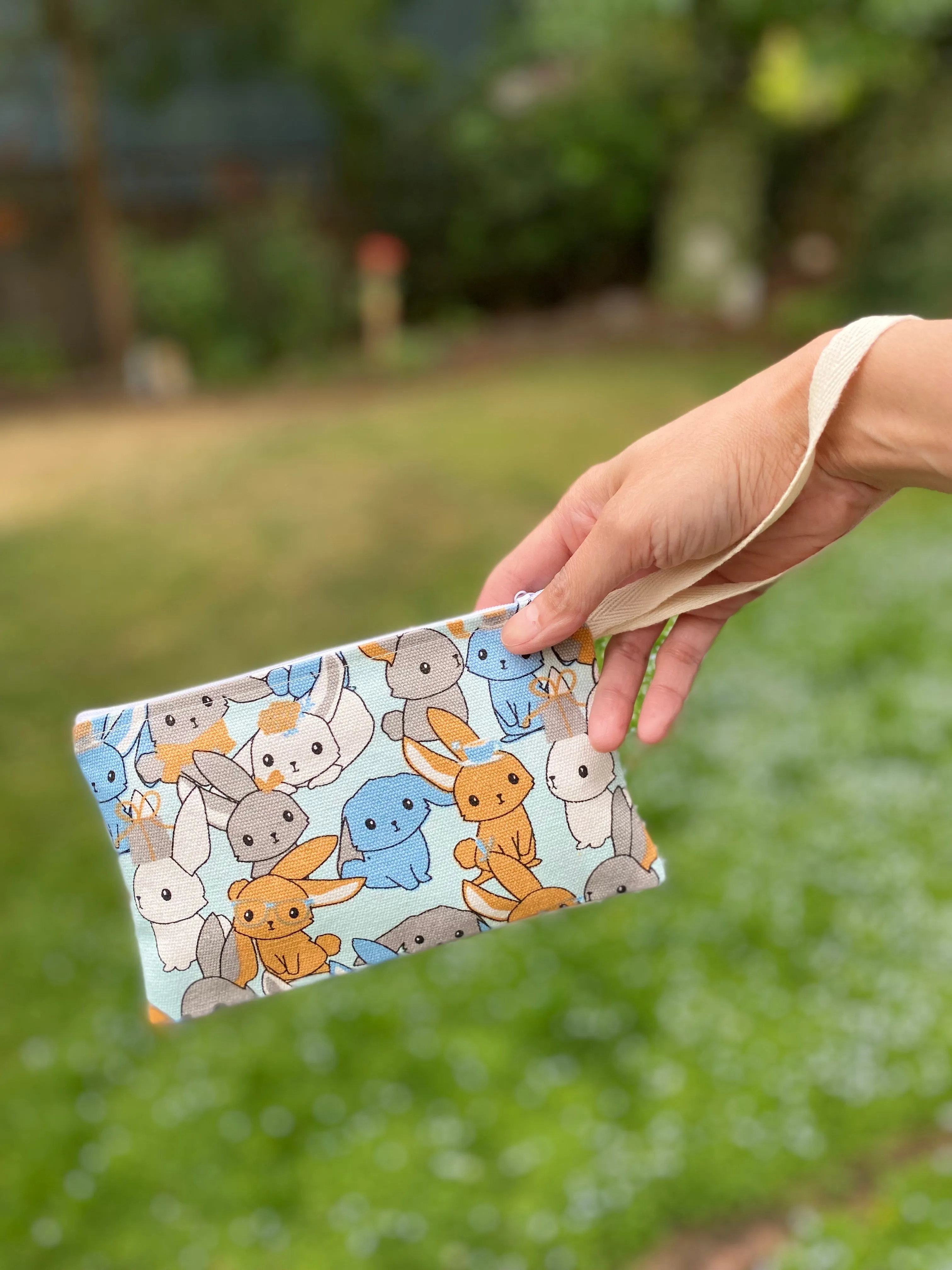 Handmade Cute Make Up/ Pencil Pouch with Wrist Strap