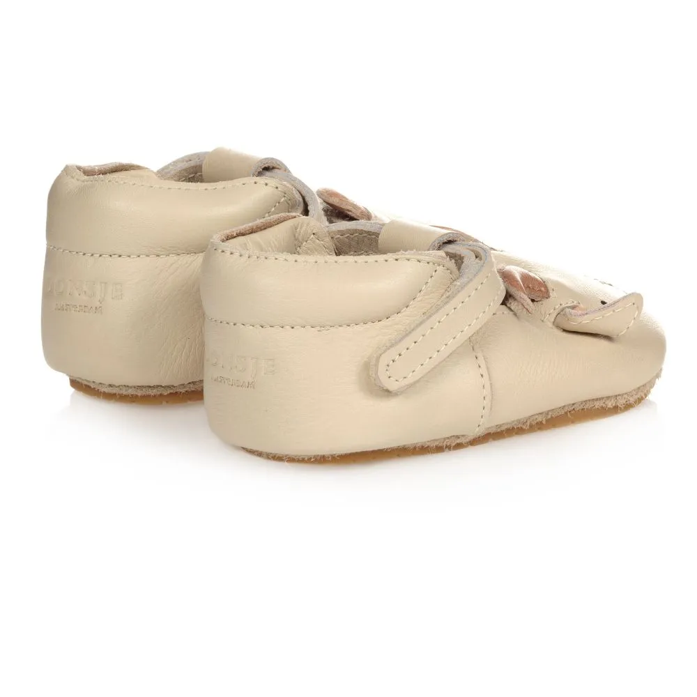 Ivory Leather Baby Shoes