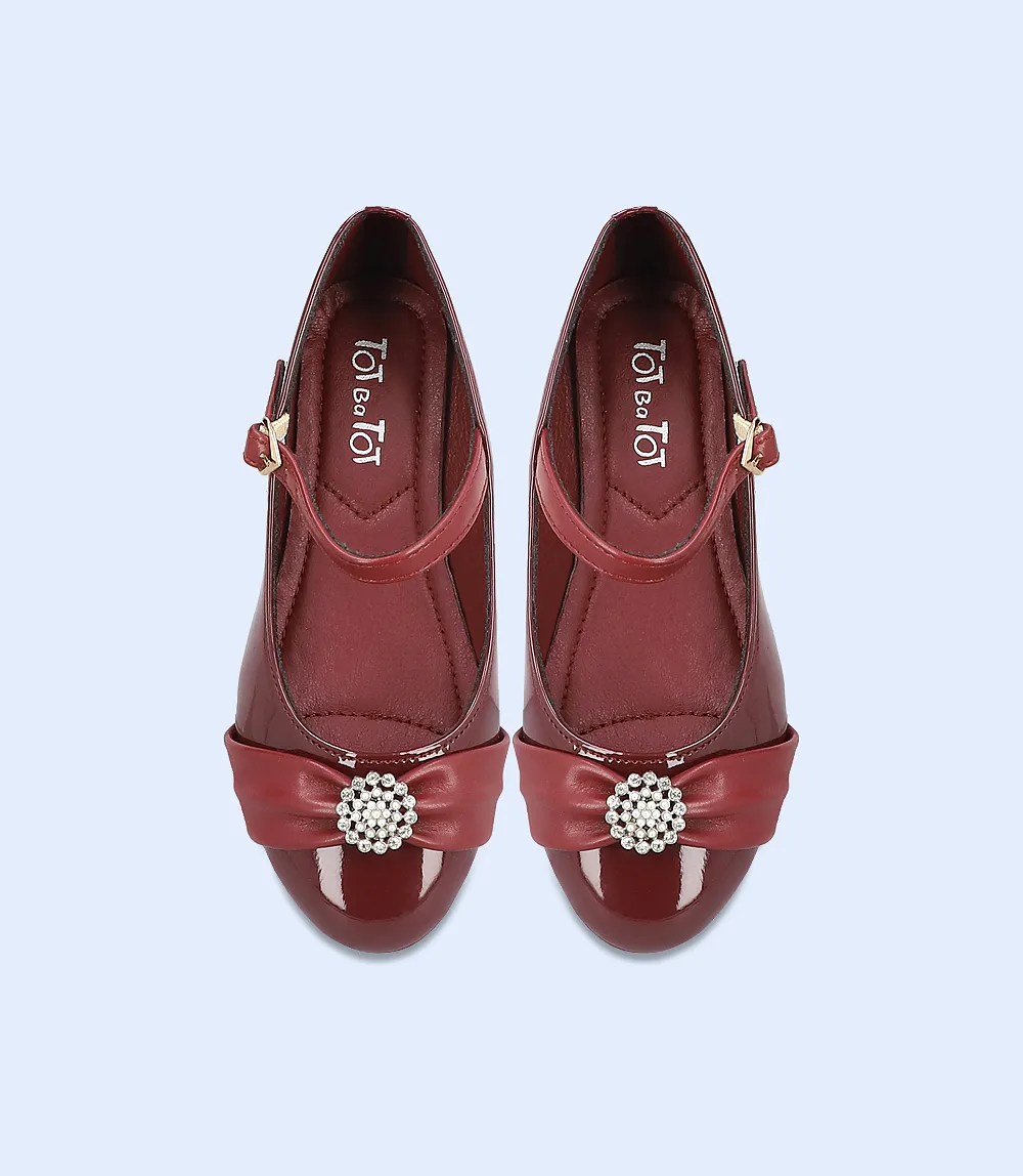 KG0059-MAROON-Girls Casual Ballerina