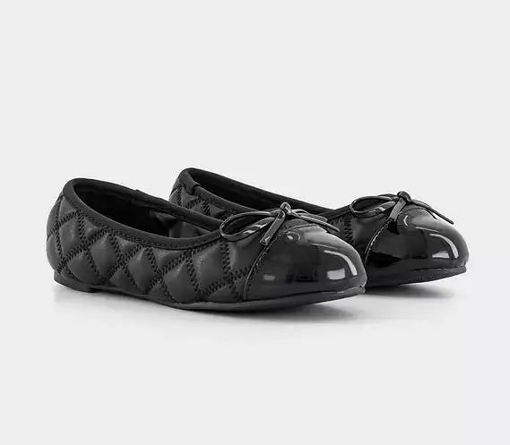 Kids Office Garnet Quilted Ballerina Black