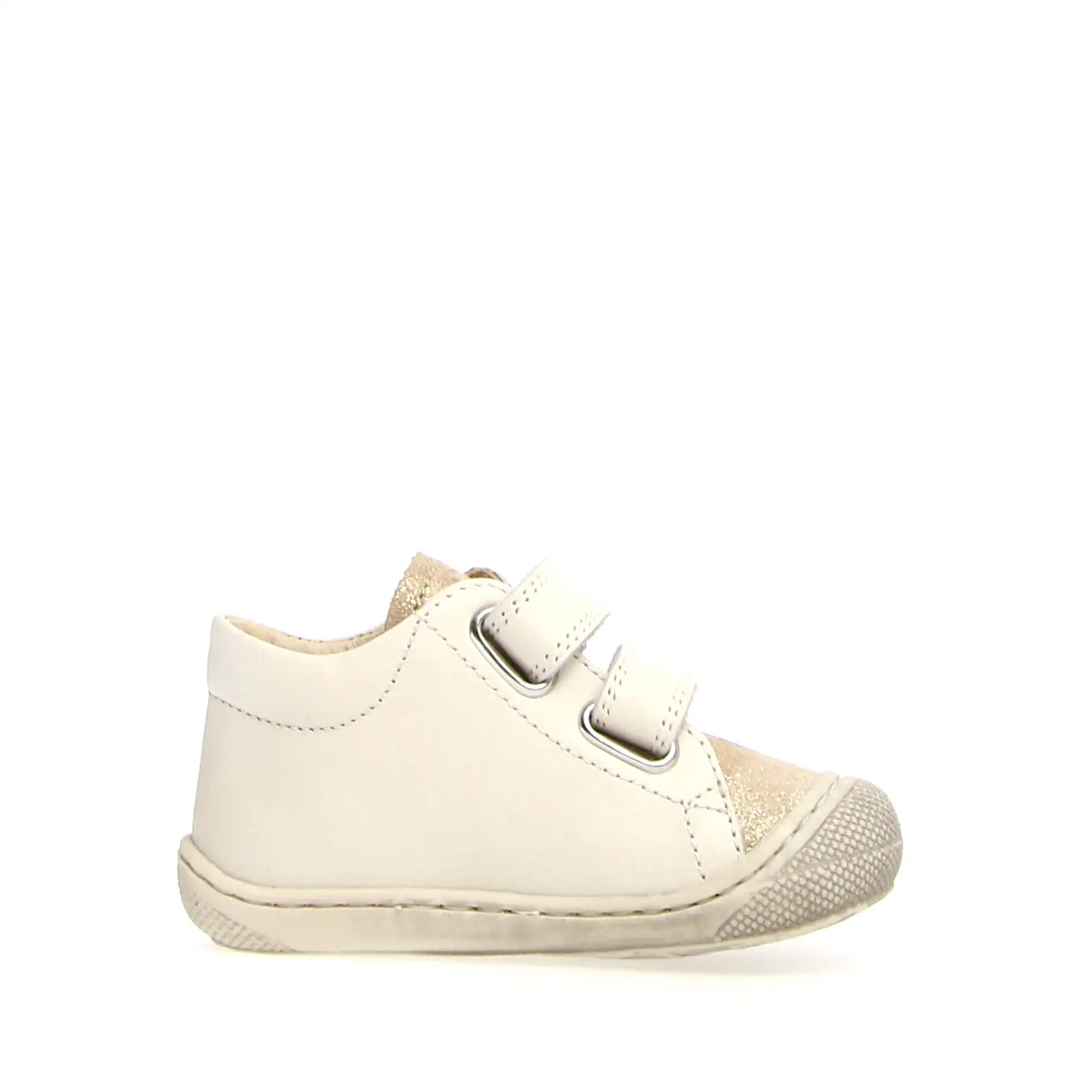 Kolde - Platinum-Milk Leather and Suede||Kolde - Suède et cuir blanc-doré