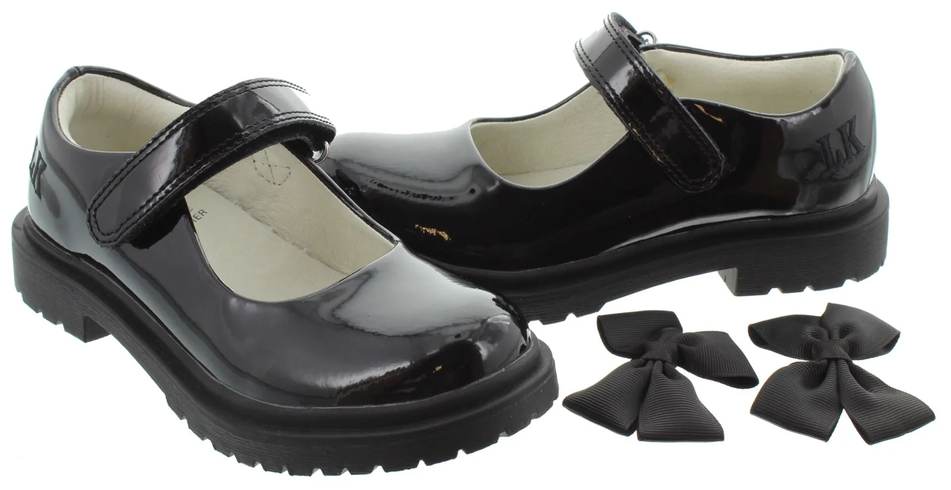 LELLI KELLY Kids LK8661 Maisie Velcro Bar Shoes In Black Patent