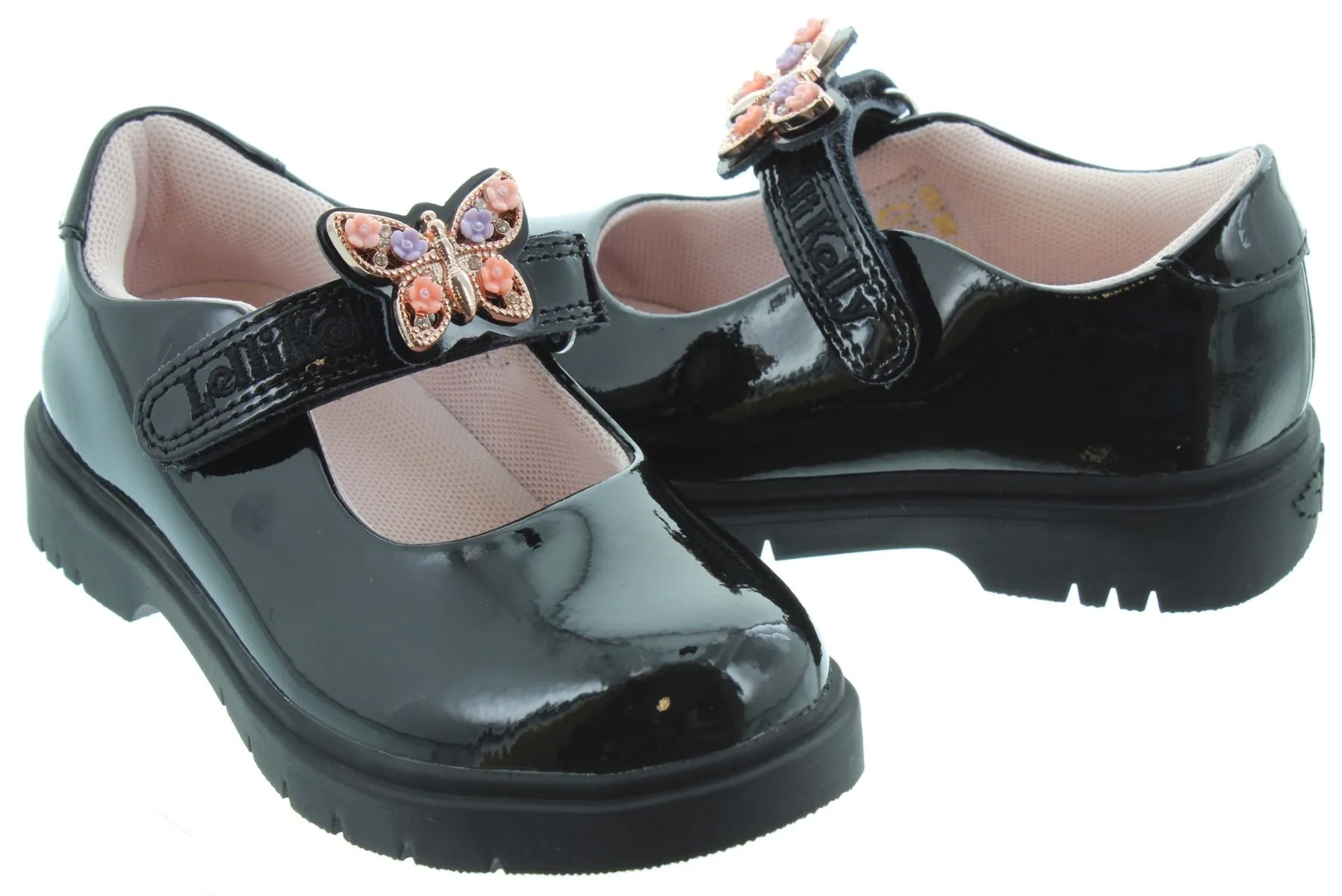 LELLI KELLY Kids LK8915 Lucy Butterfly Bar Shoes In Black Patent