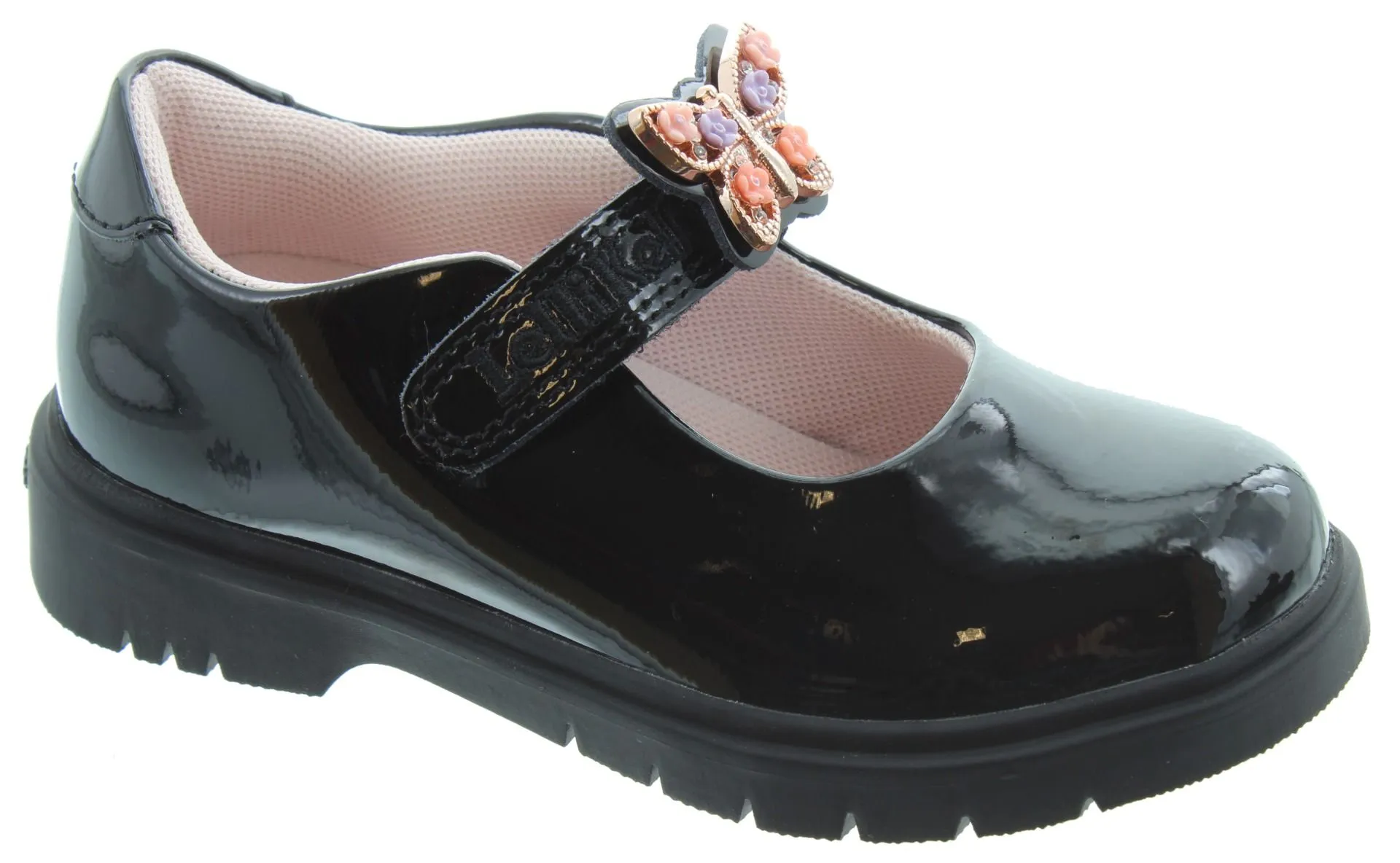 LELLI KELLY Kids LK8915 Lucy Butterfly Bar Shoes In Black Patent