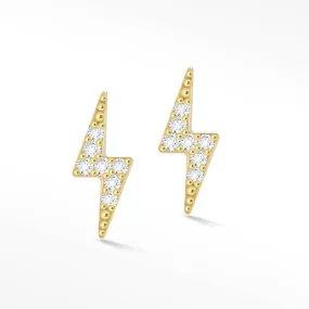 Lightning Bolt 18k Diamond Flat Back Threadless Stud Earrings