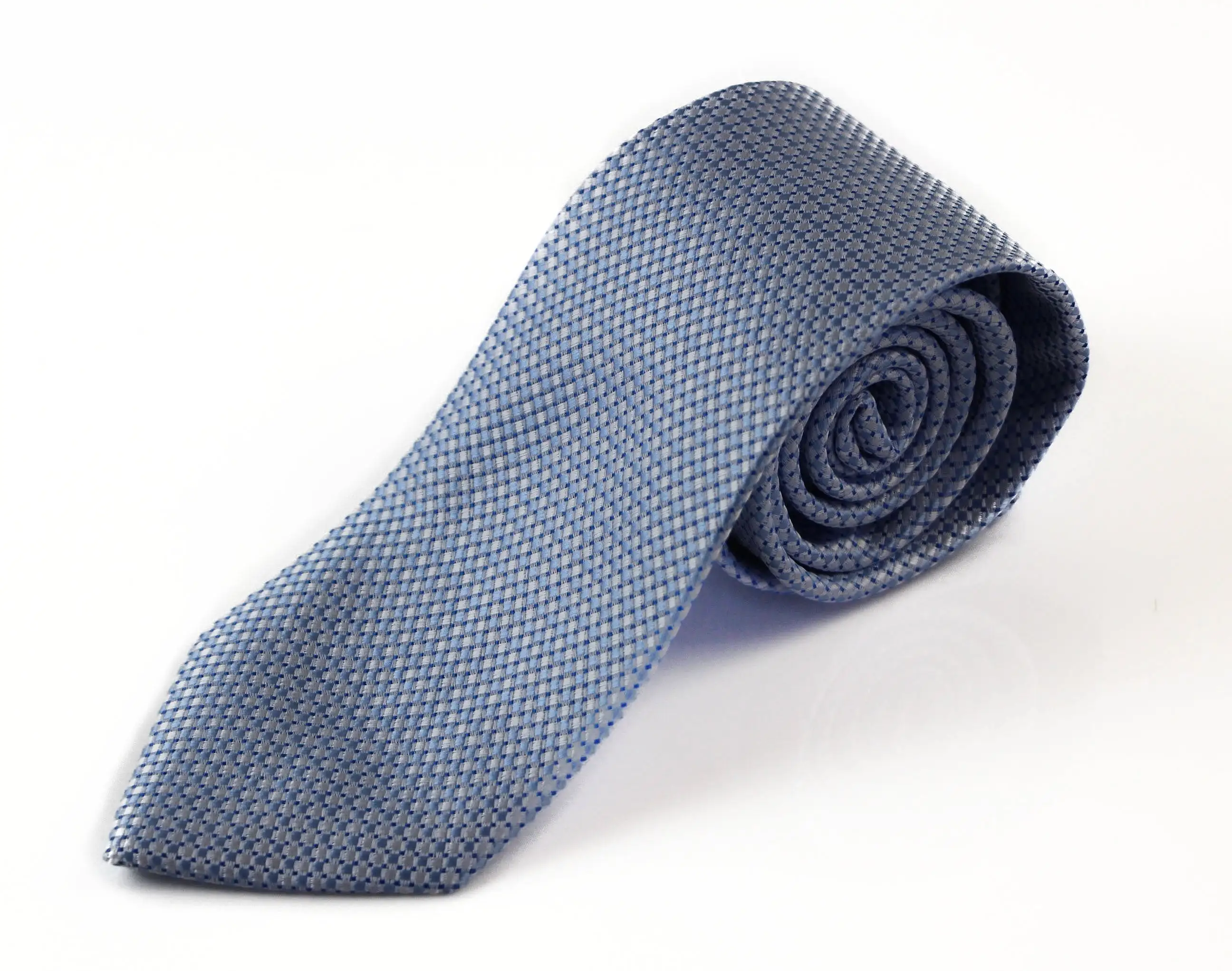 Mens Baby Blue & Silver Grid Patterned 8cm Neck Tie