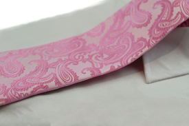 Mens Baby Pink & Pink Paisley Patterned Neck Tie