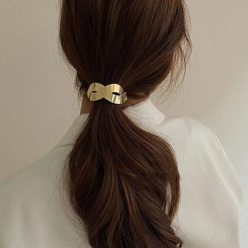 Metal Circle Ponytail Holder Hair Ropes Elastic Hair Tie