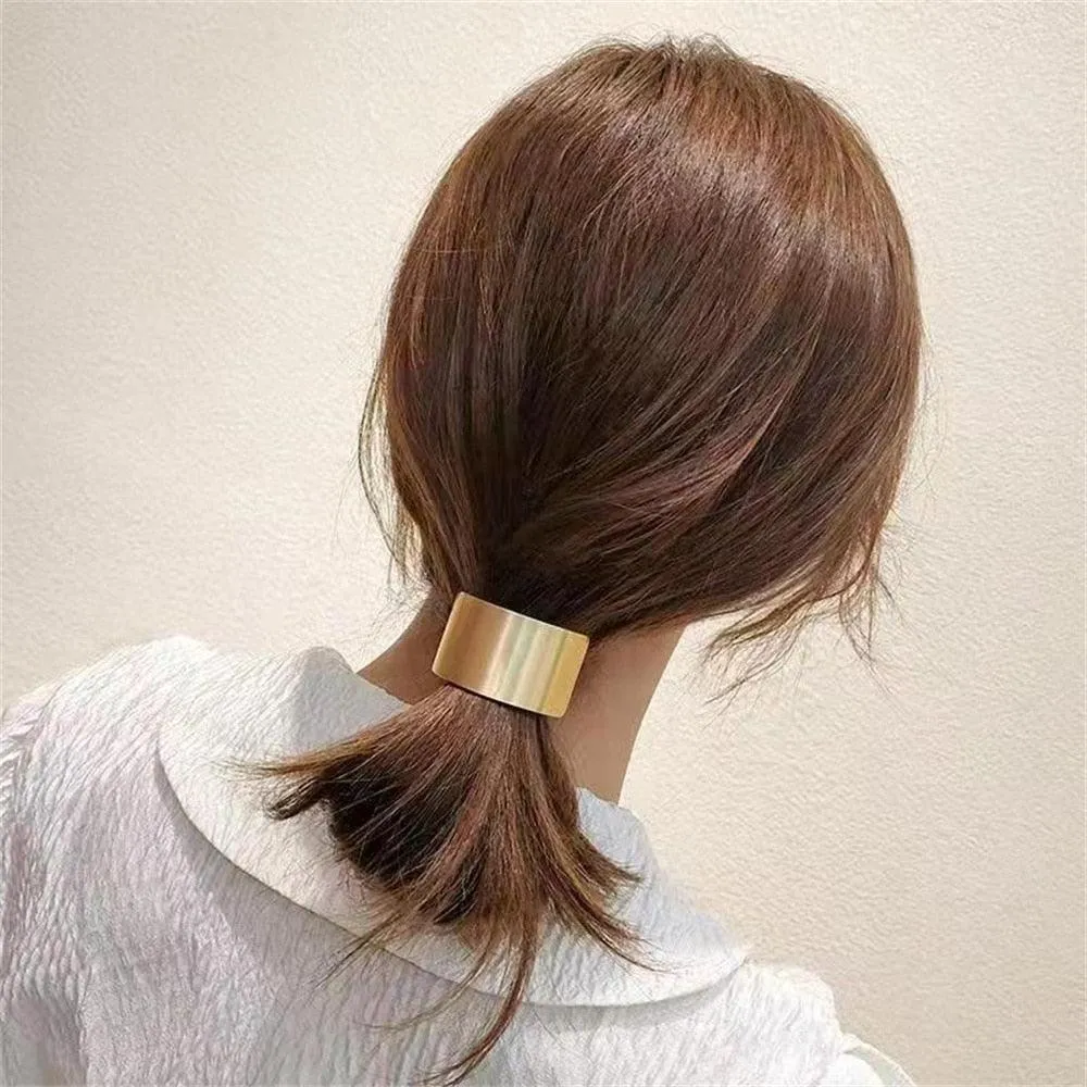 Metal Circle Ponytail Holder Hair Ropes Elastic Hair Tie