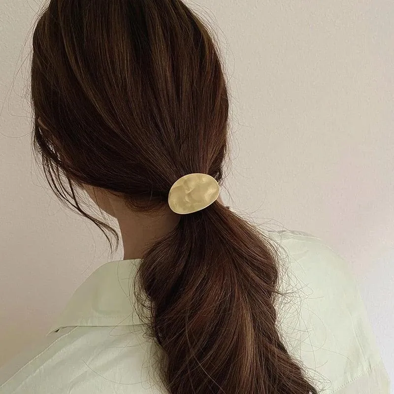 Metal Circle Ponytail Holder Hair Ropes Elastic Hair Tie