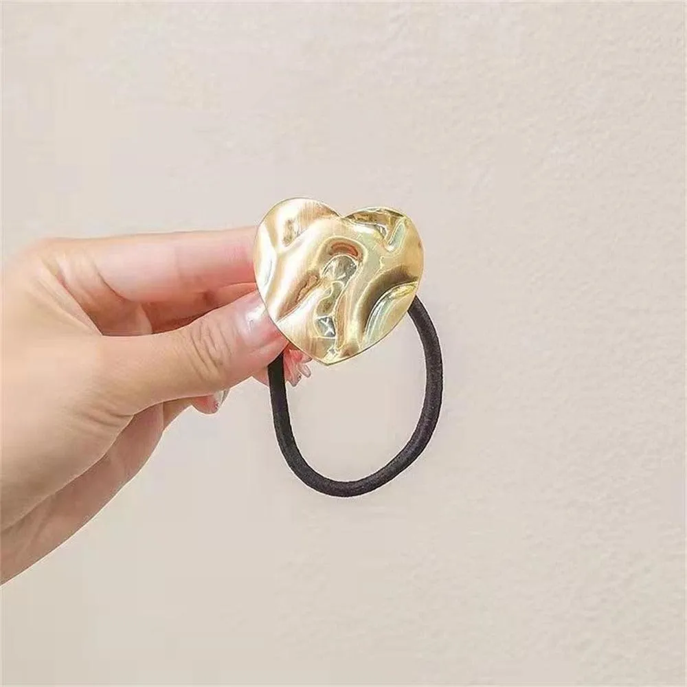 Metal Circle Ponytail Holder Hair Ropes Elastic Hair Tie