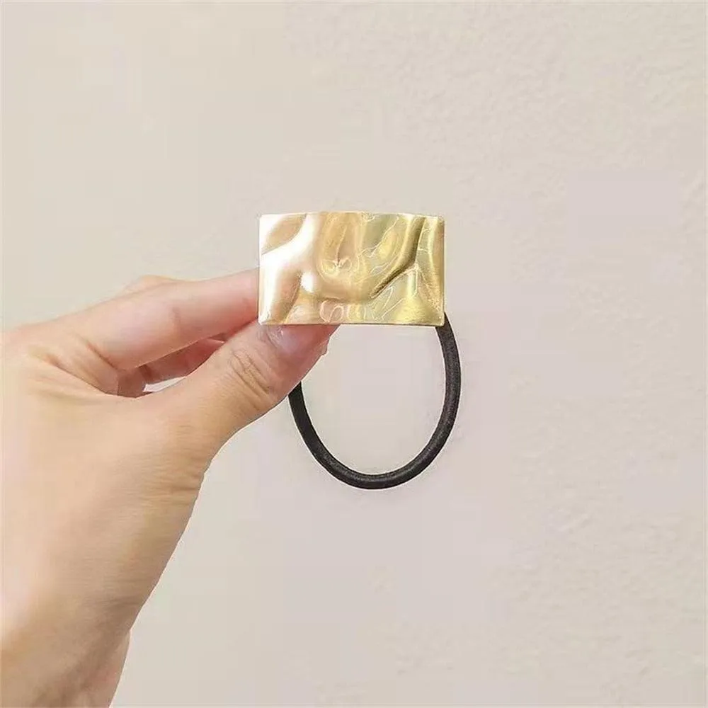 Metal Circle Ponytail Holder Hair Ropes Elastic Hair Tie