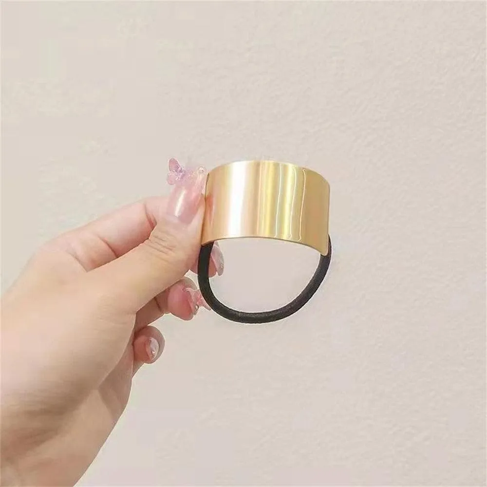 Metal Circle Ponytail Holder Hair Ropes Elastic Hair Tie