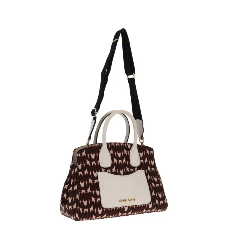 Miu Miu Jacquard Madra Bianco Tote With Strap