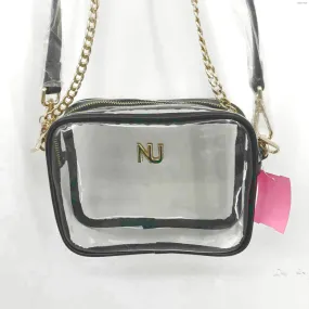 NU Black Clear Gold Chain Strap Stadium Bag Crossbody Purse