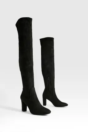 Over The Knee Block Heel Boots