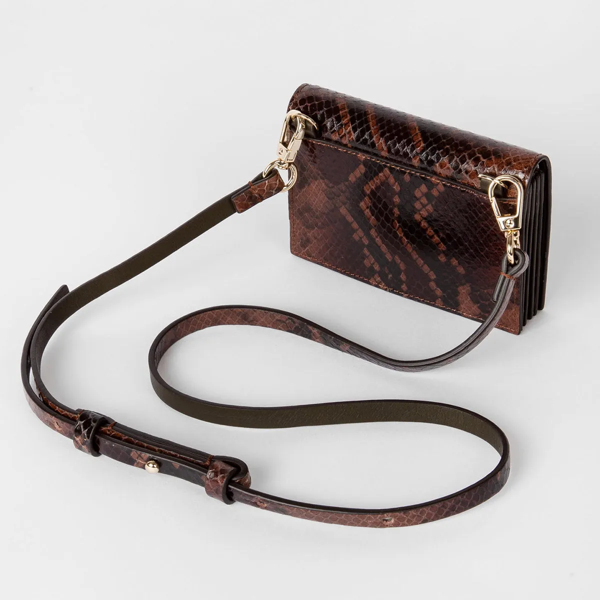 Paul Smith - Women's Brown Mock Snake Leather Purse With Shoulder Strap