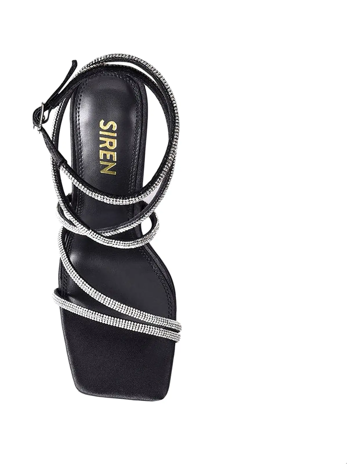 Pia Block Heel Sandals - Black Satin/ Glitter