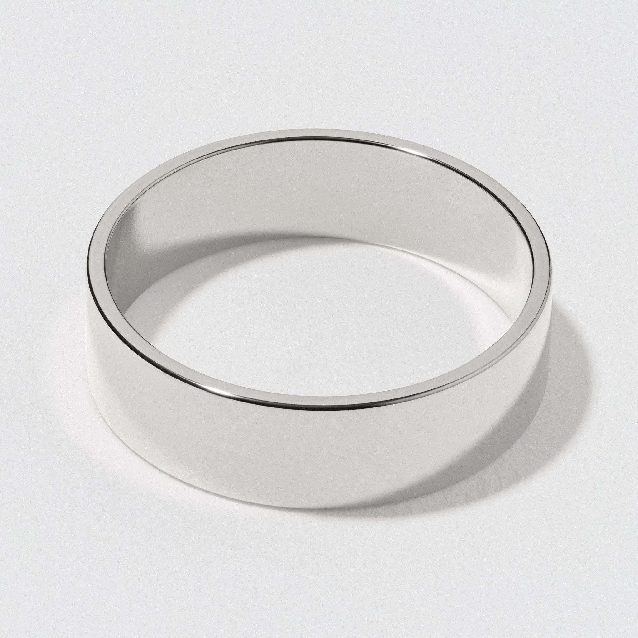 Platinum Flat Wedding Band - Polished 6mm