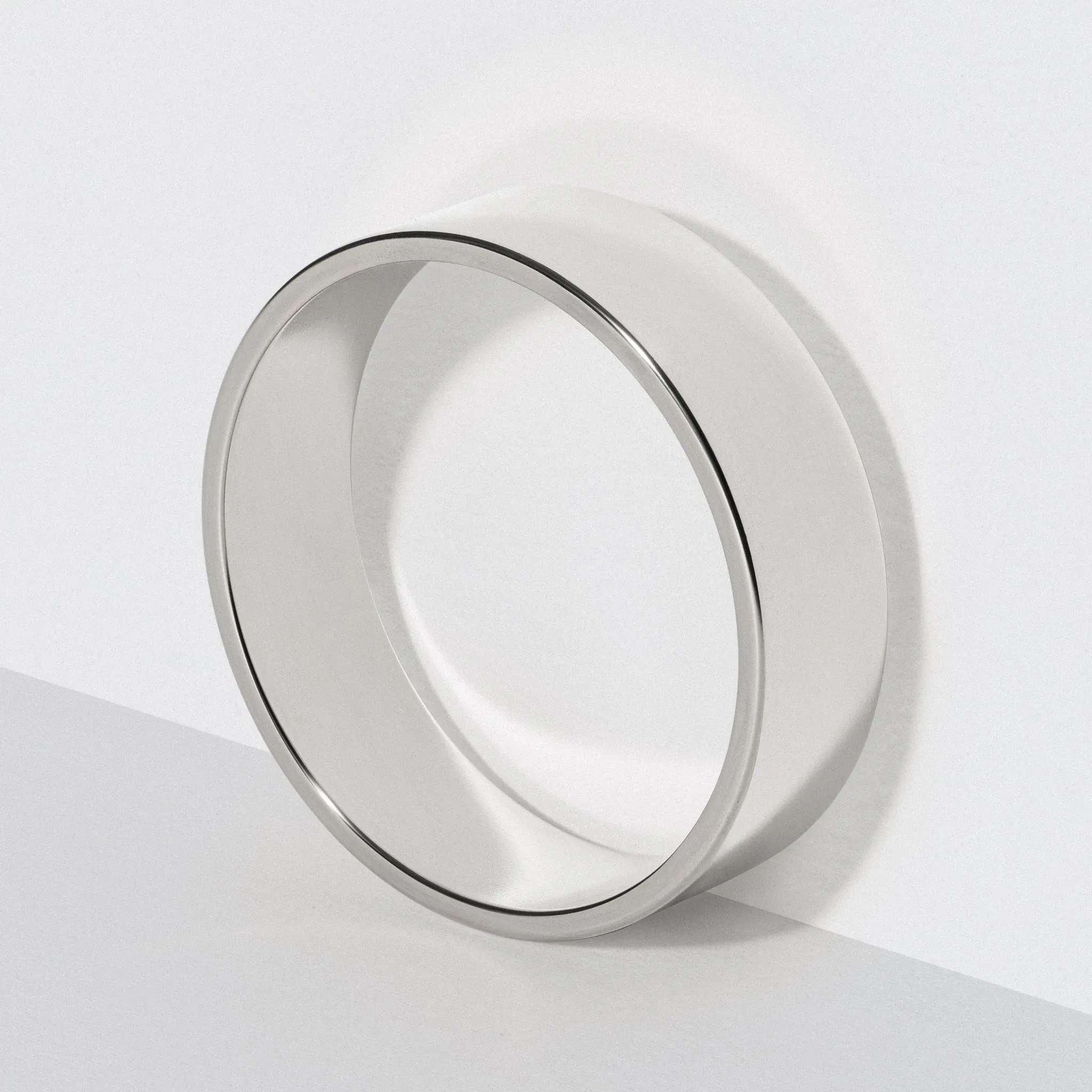 Platinum Flat Wedding Band - Polished 6mm