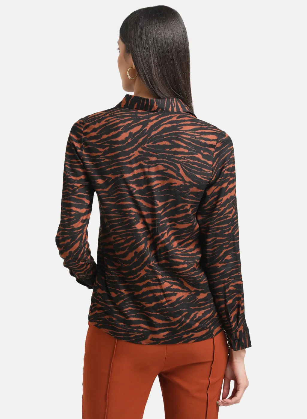 Printed Shirt With Embellished Pocket Flaps