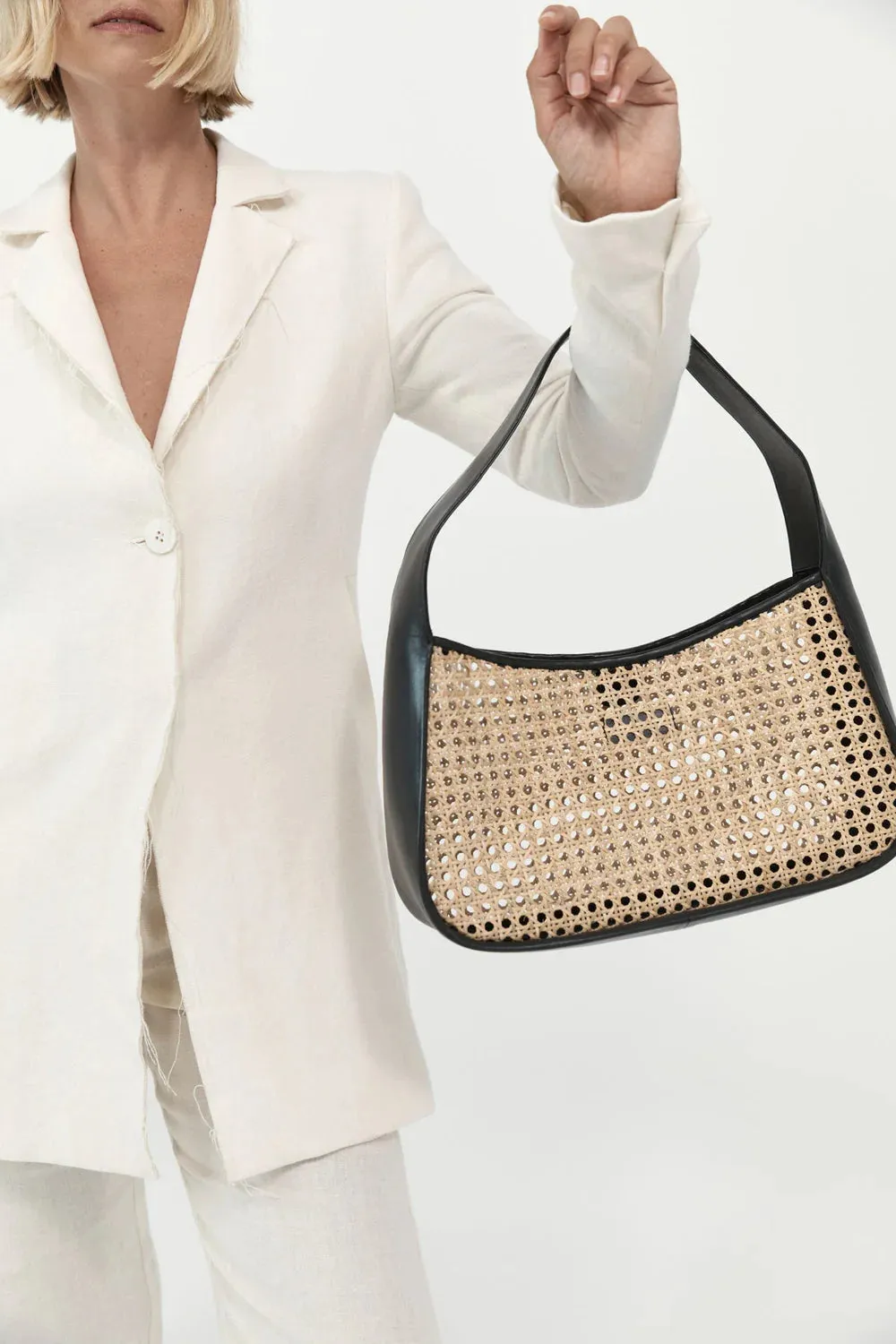 Rattan Basket Bag - Black