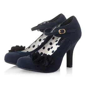 Ruby Shoo Melinda Navy Blue Corsage Stiletto Heels