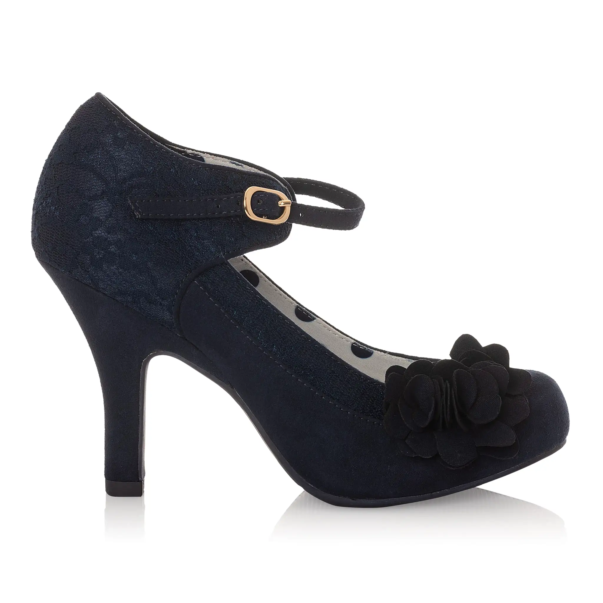 Ruby Shoo Melinda Navy Blue Corsage Stiletto Heels