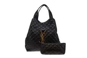 Saint Laurent Black Lambskin Maxi Icare Tote 2023