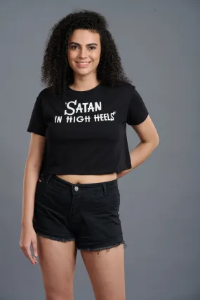 Satan in High Heels Black Crop Top for Women