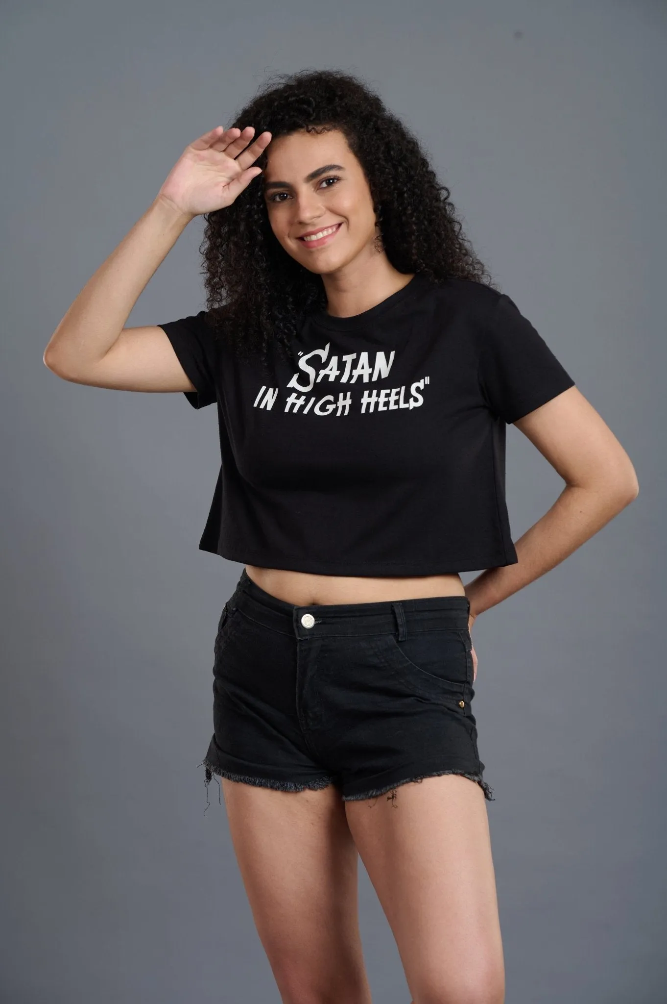 Satan in High Heels Black Crop Top for Women