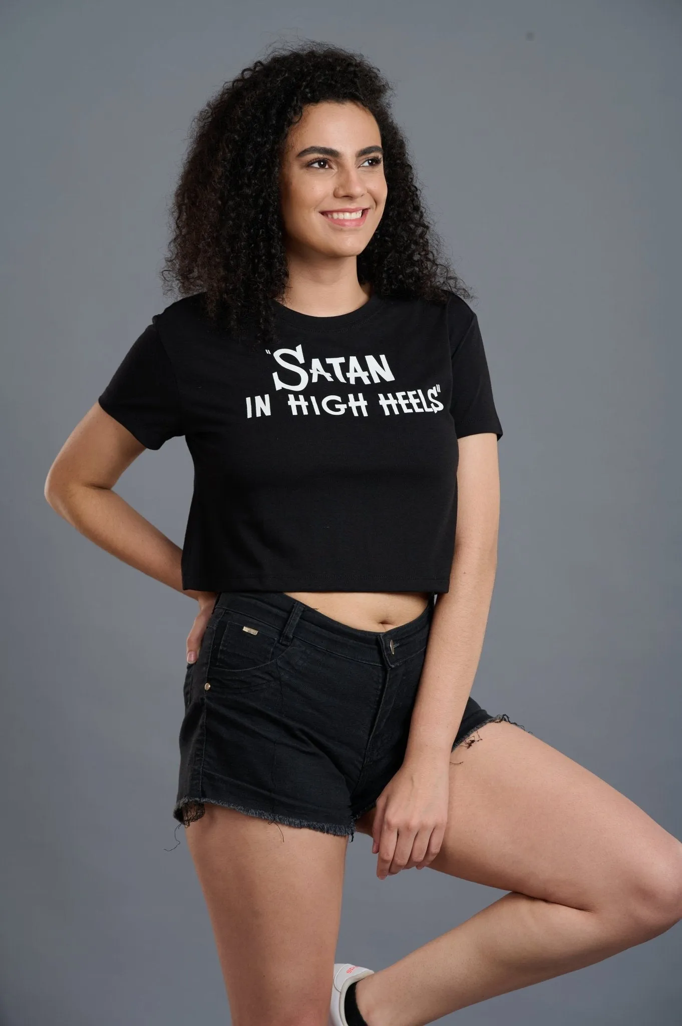 Satan in High Heels Black Crop Top for Women