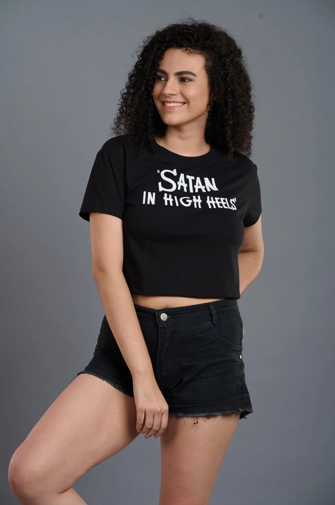 Satan in High Heels Black Crop Top for Women