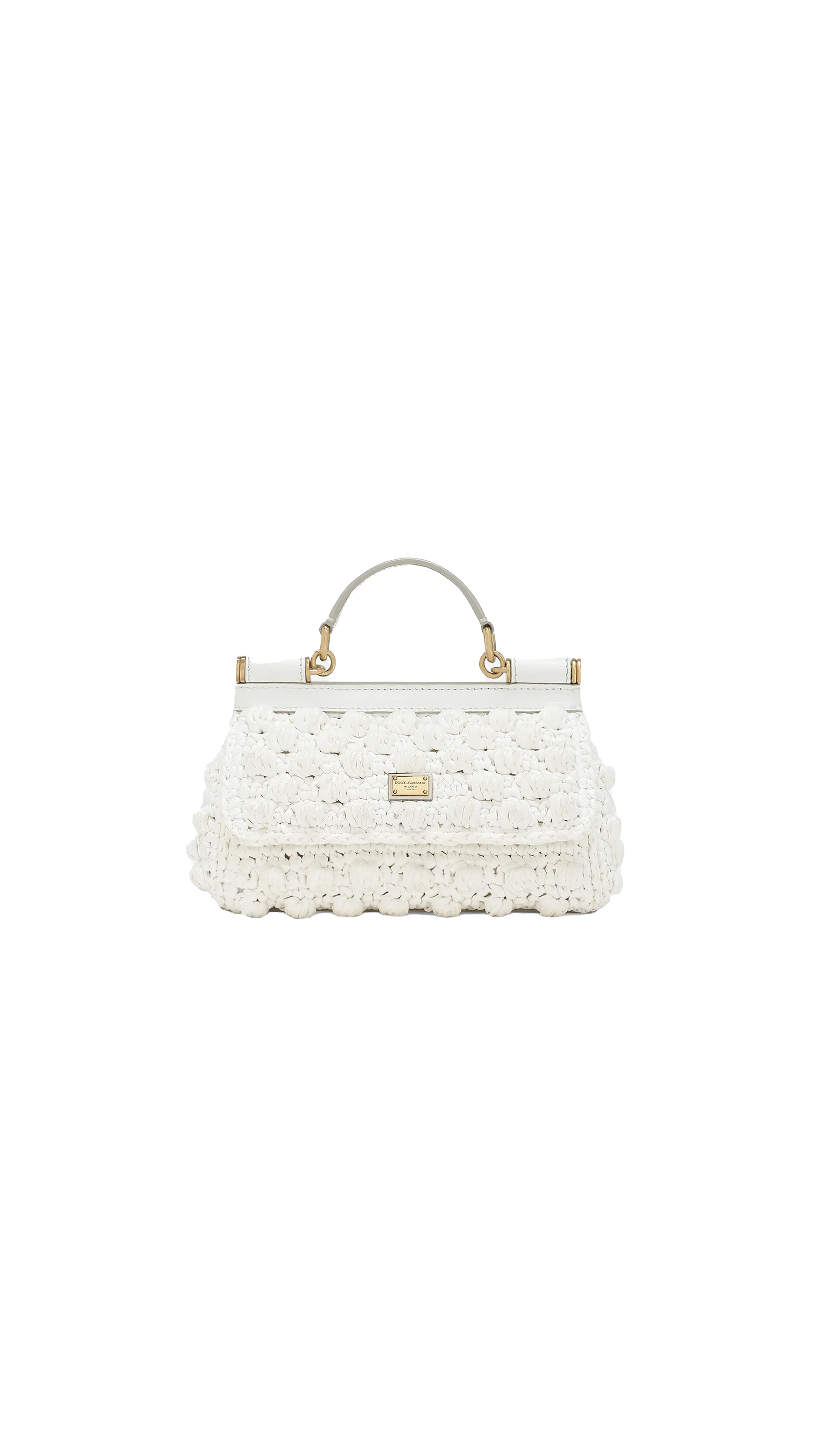 Small Raffia Crochet Sicily Bag - White