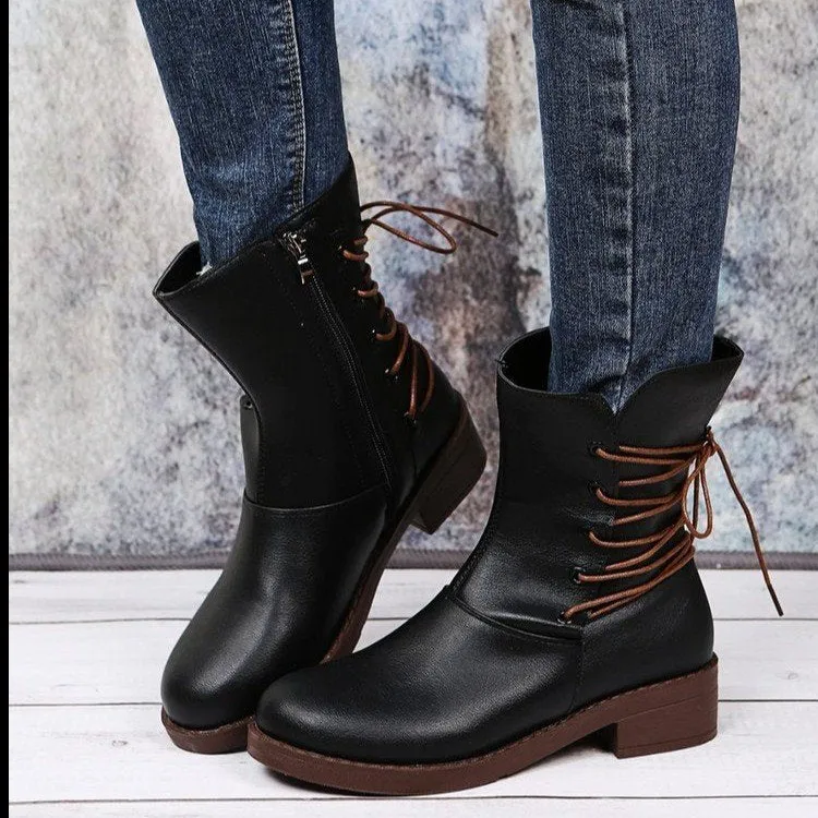 Thick Heel Martin Boots