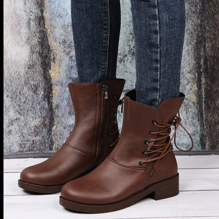 Thick Heel Martin Boots