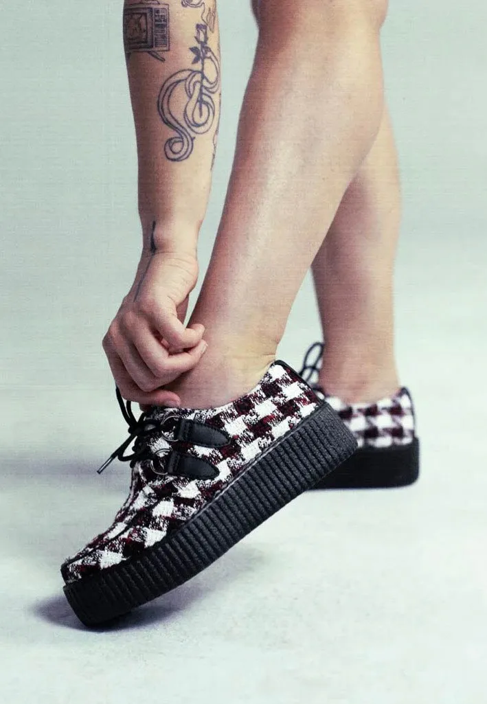 T.U.K. - Viva Mondo Creeper Black/White/Red Textile - Girl Shoes