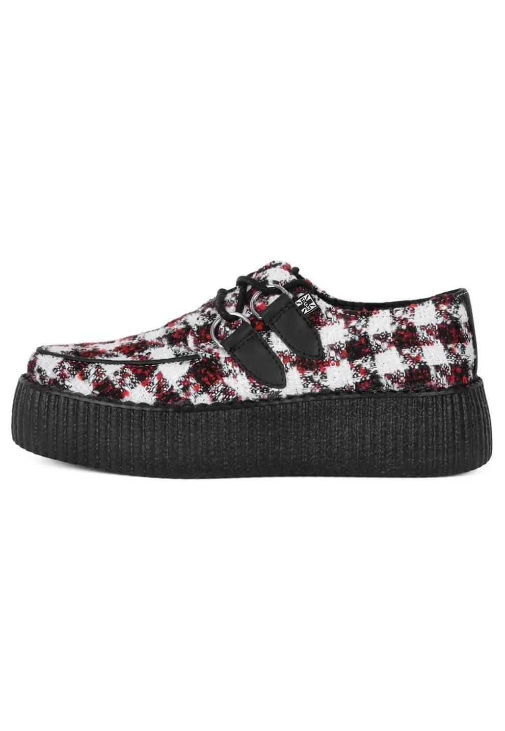 T.U.K. - Viva Mondo Creeper Black/White/Red Textile - Girl Shoes