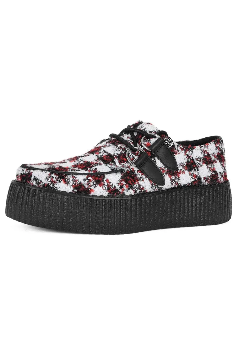 T.U.K. - Viva Mondo Creeper Black/White/Red Textile - Girl Shoes