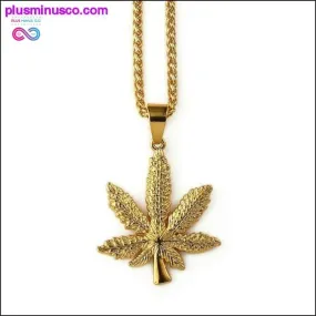 Unisex Gold Cannabiss Herb Charm Necklace